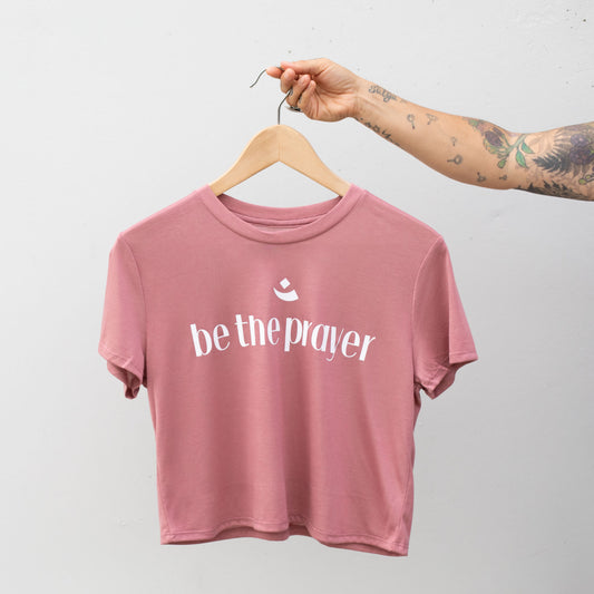 Be The Prayer ॐ flowy cropped tee (dusted rose)